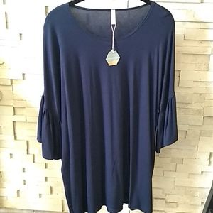 Blue Ruffled Sleeve Maternity Top